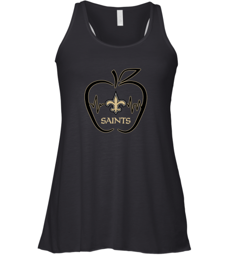 Apple Heartbeat Teacher Symbol New Orleans Saints Racerback Tank