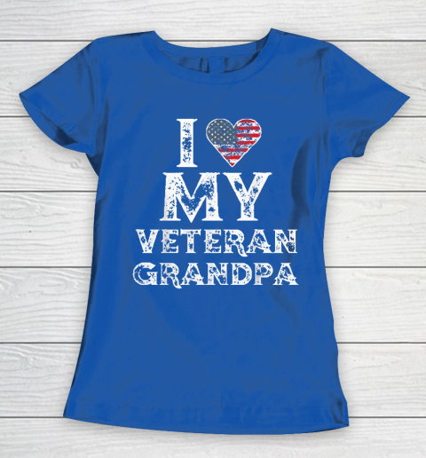 I Love My Veteran Grandpa Vintage Veteran's Day Women's T-Shirt 8
