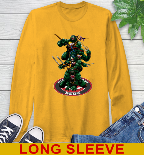 MLB Baseball Cincinnati Reds Teenage Mutant Ninja Turtles Shirt Long Sleeve T-Shirt 3