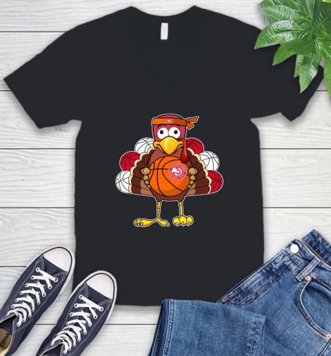 Atlanta Hawks Turkey thanksgiving day V-Neck T-Shirt 2