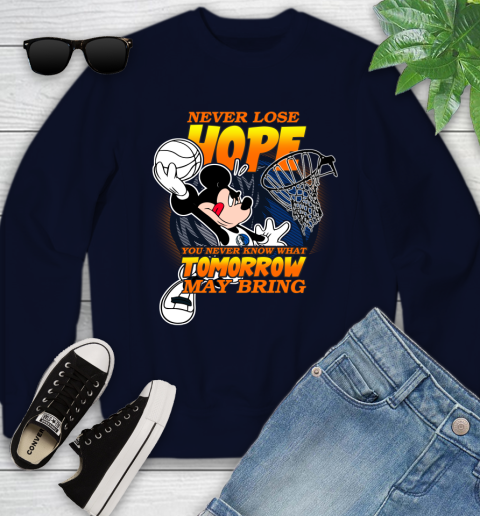 Dallas Mavericks NBA Basketball Mickey Disney Never Lose Hope Youth Sweatshirt 2