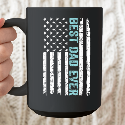 Father's Day Best Dad Ever With US American Flag Ceramic Mug 15oz