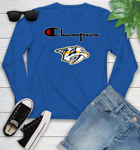 NHL Hockey Nashville Predators Champion Shirt Youth Long Sleeve 7