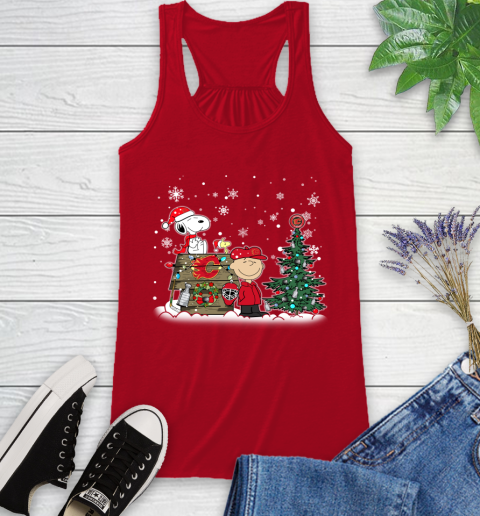NHL Calgary Flames Snoopy Charlie Brown Woodstock Christmas Stanley Cup Hockey Racerback Tank 5