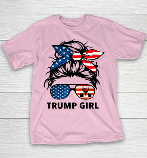 Trump Girl American Flag Glass Youth T-Shirt 5