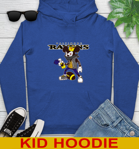 Baltimore Ravens NFL Football Mickey Peace Sign Sports Youth Hoodie 10
