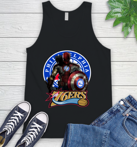 Philadelphia 76ers NBA Basketball Captain America Thor Spider Man Hawkeye Avengers (1) Tank Top 2