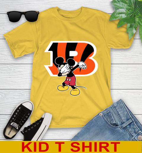 Cincinnati Bengals NFL Football Dabbing Mickey Disney Sports Youth T-Shirt 8