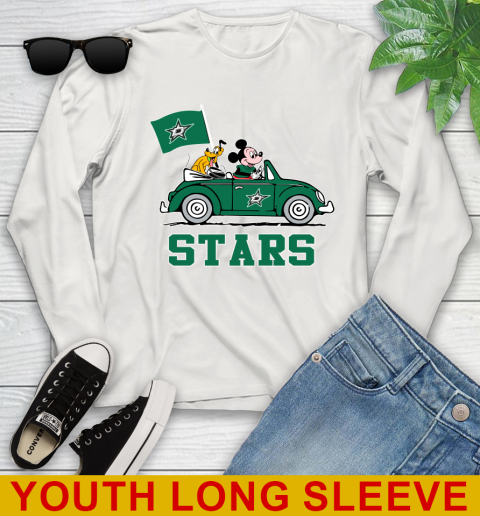 NHL Hockey Dallas Stars Pluto Mickey Driving Disney Shirt Youth Long Sleeve 12