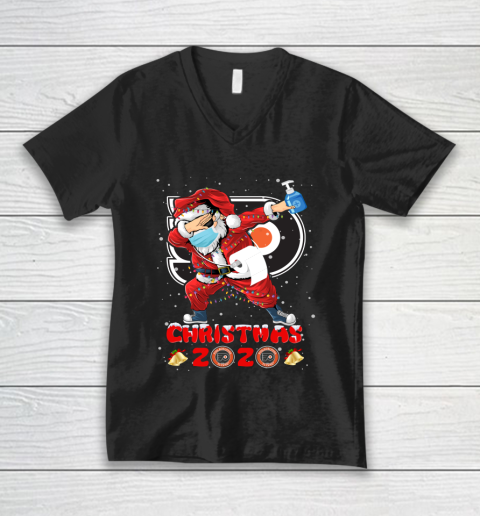 Philadelphia Flyers Funny Santa Claus Dabbing Christmas 2020 NHL V-Neck T-Shirt
