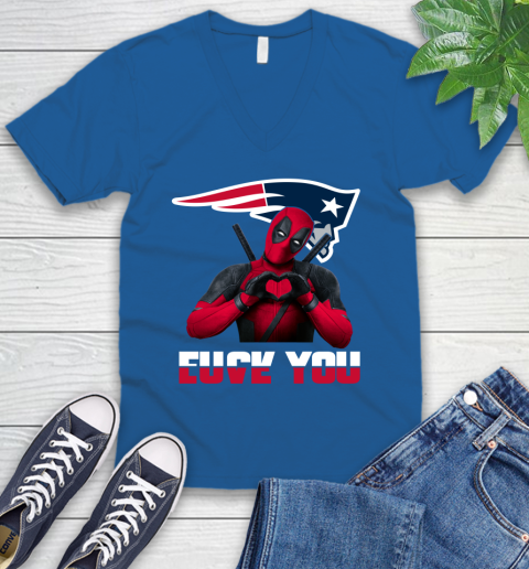 NHL New England Patriots Deadpool Love You Fuck You Football Sports V-Neck T-Shirt 5