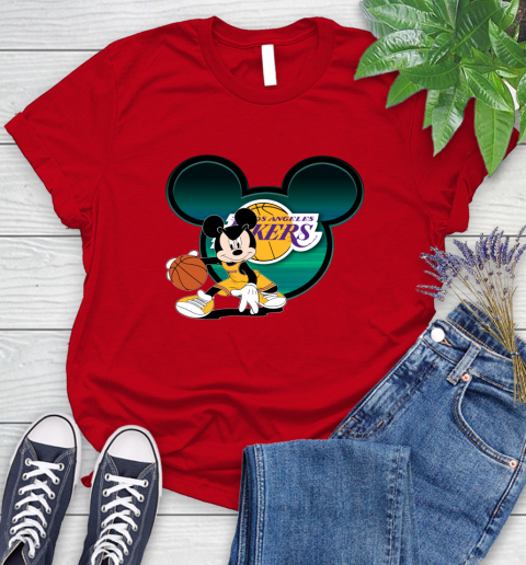 NBA Los Angeles Lakers Mickey Mouse Disney Basketball Women's T-Shirt 9