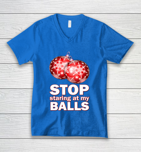 Stop Staring at my Balls Funny Christmas Holiday Pajama V-Neck T-Shirt 5