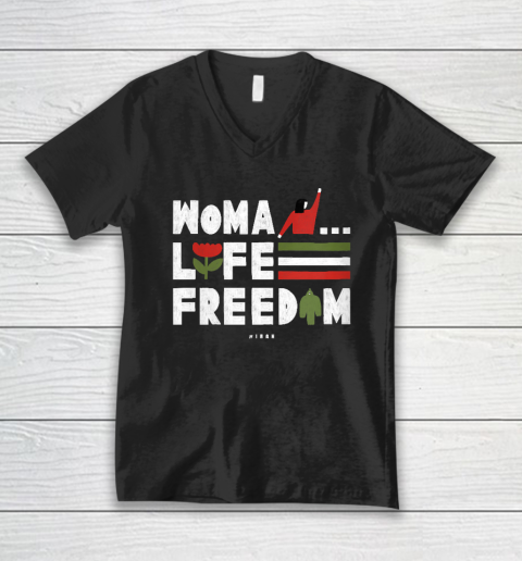 Womens Woman Life Freedom V-Neck T-Shirt