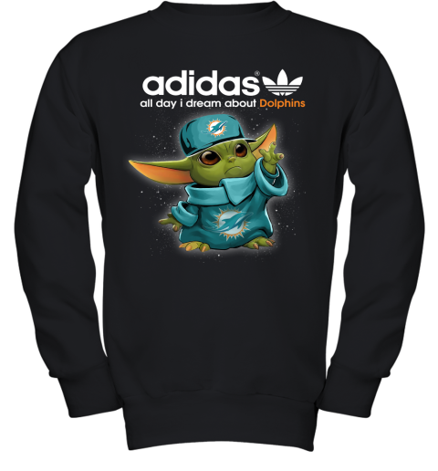 Baby Yoda Adidas All Day I Dream About Miami Dolphins Youth Sweatshirt