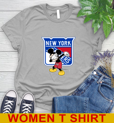 New York Rangers NHL Hockey Dabbing Mickey Disney Sports Women's T-Shirt 5