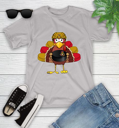 Ottawa Senators Turkey Thanksgiving Day Youth T-Shirt 12
