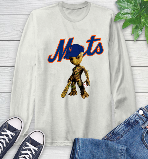 MLB New York Mets Groot Guardians Of The Galaxy Baseball Long Sleeve T-Shirt 12