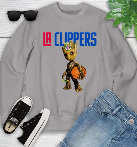 LA Clippers NBA Basketball Groot Marvel Guardians Of The Galaxy Youth Sweatshirt 4