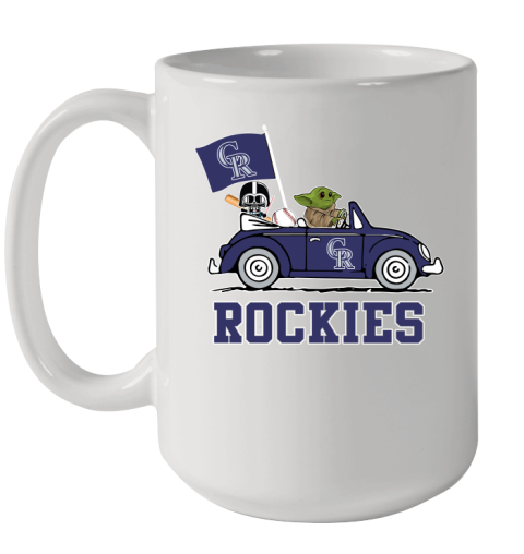 MLB Baseball Colorado Rockies Darth Vader Baby Yoda Driving Star Wars Shirt Ceramic Mug 15oz
