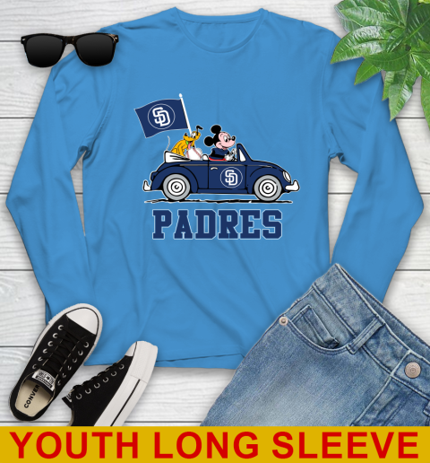 MLB Baseball San Diego Padres Pluto Mickey Driving Disney Shirt Youth Long Sleeve 8