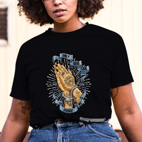 Air Jordan 1 Fearless Facetasm matching sneaker tshirt Only God Can Judge Me White and Blue Jordan Tshirt