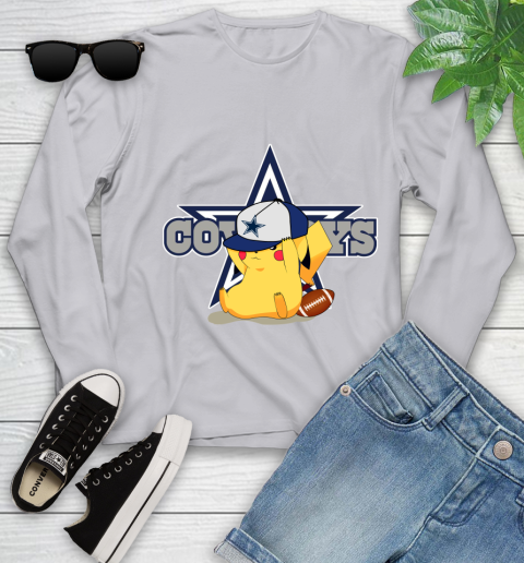 NFL Pikachu Football Sports Dallas Cowboys Youth Long Sleeve 5