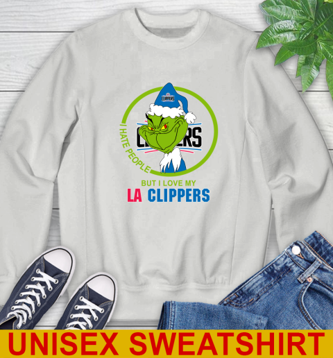 LA Clippers NBA Christmas Grinch I Hate People But I Love My Favorite Basketball Team Sweatshirt 5