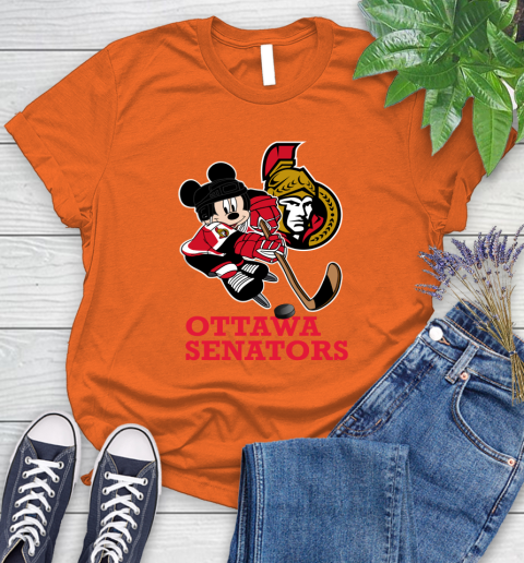 NHL Ottawa Senators Mickey Mouse Disney Hockey T Shirt Women's T-Shirt 4