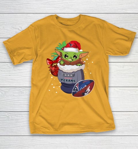 Houston Texans Christmas Baby Yoda Star Wars Funny Happy NFL T-Shirt 4