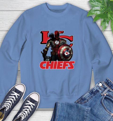 NFL Captain America Thor Spider Man Hawkeye Avengers Endgame Football Kansas City Chiefs Sweatshirt 11