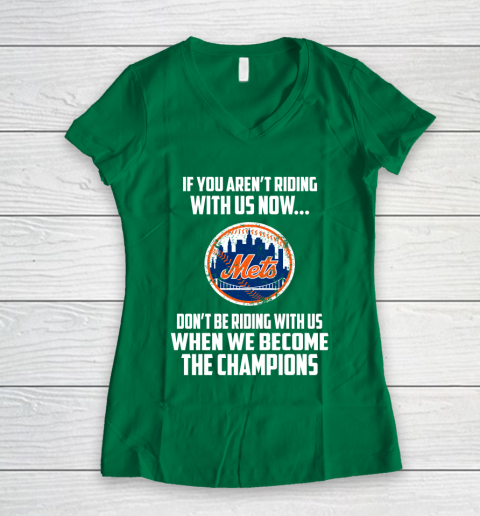 MLB New York Mets Baseball We Become The Champions Women's V-Neck T-Shirt 3