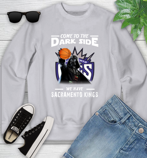 NBA Come To The Dark Side We Have Sacramento Kings Star Wars Darth Vader Basketball Youth Sweatshirt 3