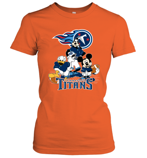 NFL Tennessee Titans Mickey Mouse Donald Duck Goofy Football T Shirt Lz5uWqPEzYQ ladies t shirt 20 95 151514 front orange