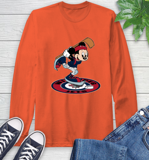 NHL Hockey Winnipeg Jets Cheerful Mickey Disney Shirt Long Sleeve T-Shirt 5