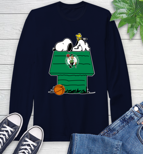 Boston Celtics NBA Basketball Snoopy Woodstock The Peanuts Movie Long Sleeve T-Shirt 4