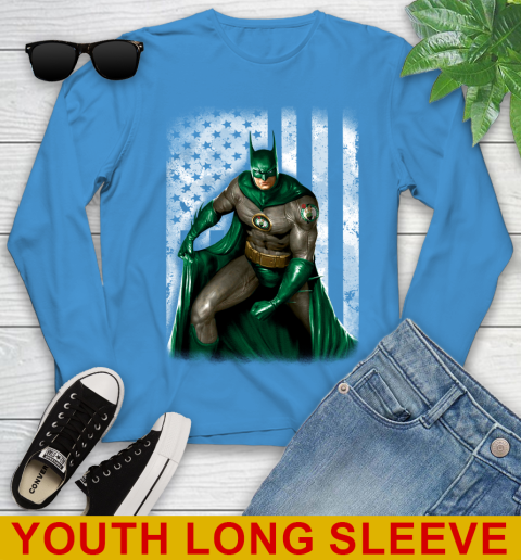 Boston Celtics NBA Basketball Batman DC American Flag Shirt Youth Long Sleeve 8