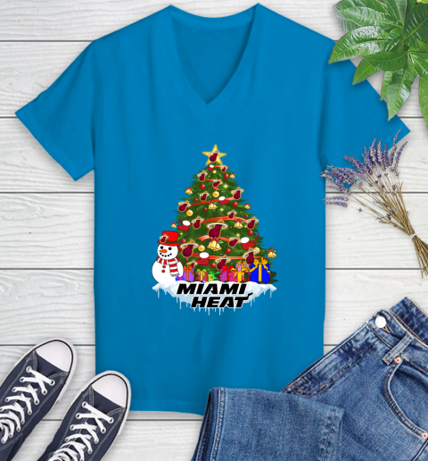 Miami Heat Merry Christmas NBA Basketball Sports Women's V-Neck T-Shirt - Image 8