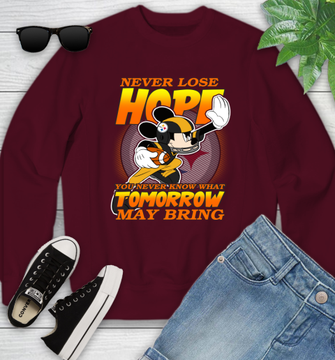 Pittsburgh Steelers NFL Football Mickey Disney Never Lose Hope Youth Sweatshirt 4
