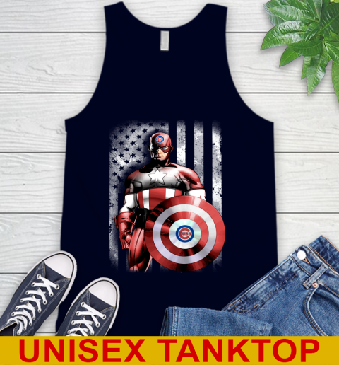 Chicago Cubs MLB Baseball Captain America Marvel Avengers American Flag Shirt Tank Top 2