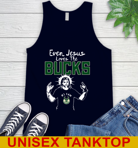 Milwaukee Bucks NBA Basketball Even Jesus Loves The Bucks Shirt Tank Top 2