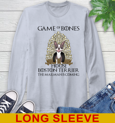 Game of bones house boston terrier dog the mailman is coming tshirt 50