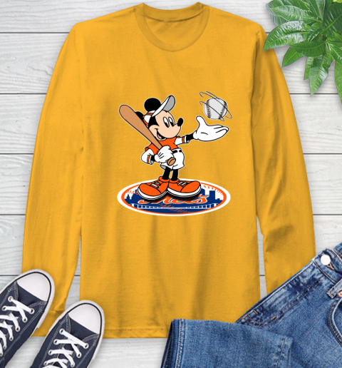 MLB Baseball New York Mets Cheerful Mickey Disney Shirt Long Sleeve T-Shirt 3