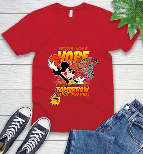 Los Angeles Lakers NBA Basketball Mickey Disney Never Lose Hope V-Neck T-Shirt 6