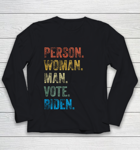 Person Woman Man Vote Biden Distressed Vintage Voting Youth Long Sleeve