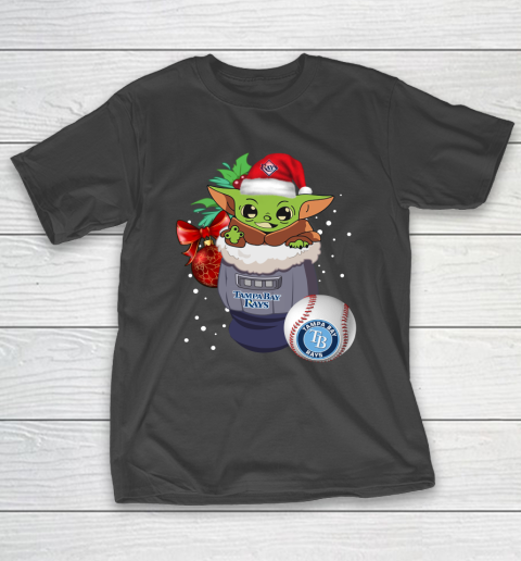 Tampa Bay Rays Christmas Baby Yoda Star Wars Funny Happy MLB T-Shirt 2