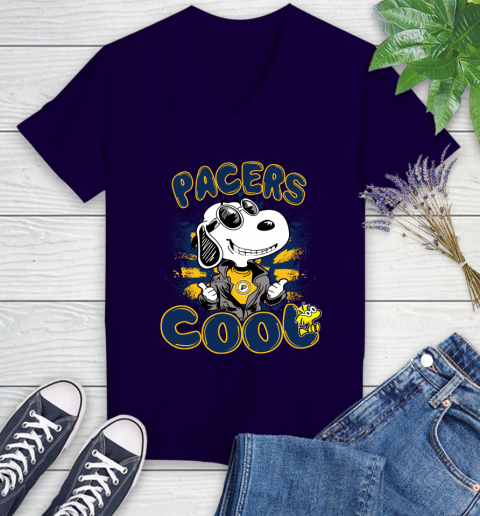 NBA Basketball Indiana Pacers Cool Snoopy Shirt Women's V-Neck T-Shirt 3