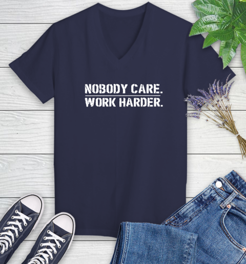 Lamar Jackson Nobody Cares Work Harder Women's V-Neck T-Shirt 12