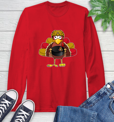 Ottawa Senators Turkey Thanksgiving Day Long Sleeve T-Shirt 10