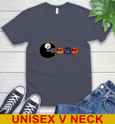 Pittsburgh Steelers NFL Football Pac Man Champion V-Neck T-Shirt 8